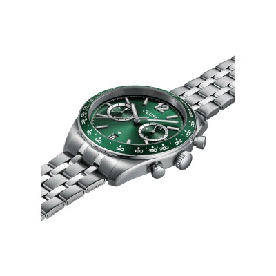 Montre Cluse Aravis Dual Timer Steel, Green, Silver Colour