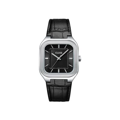 Montre Cluse Quadrus Leather, Black, Silver Colour
