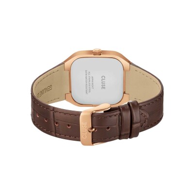 Montre Cluse Quadrus Watch Leather, Blue, Rose Gold Colour