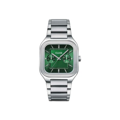 Montre Cluse Quadrus Multifunction Watch Steel, Green, Silver Colour