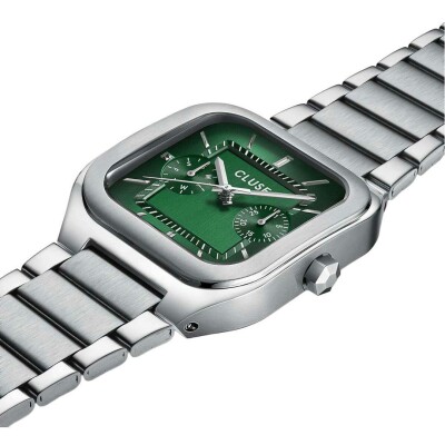 Montre Cluse Quadrus Multifunction Watch Steel, Green, Silver Colour