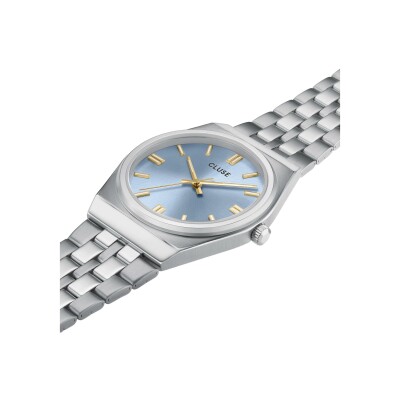 Montre Cluse Retro 70's Watch Steel, Light Blue, Silver Colour