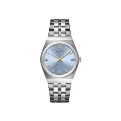 Montre Cluse Retro 70's Watch Steel, Light Blue, Silver Colour