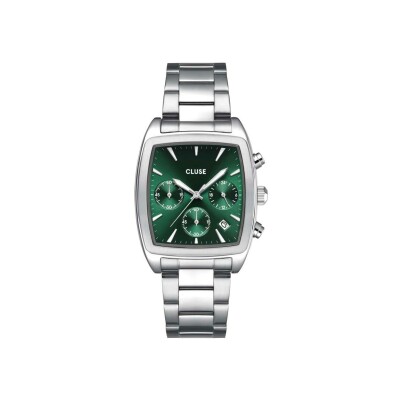 Montre Cluse Quartaut Chrono Watch Steel, Green, Silver Colour