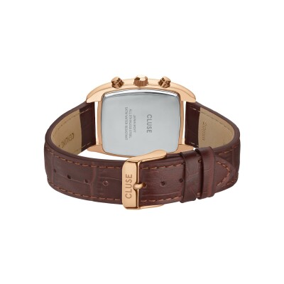 Montre Cluse Quartaut Chrono Watch leather, Brown, Rose gold Colour