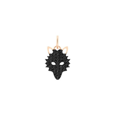 Pendentif Ginette NY WOLF en or rose, rhodium et diamant noir