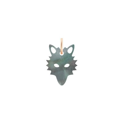 Pendentif Ginette NY WOLF mini en or rose et nacre noire