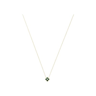 Collier Charles Garnier Légende en argent doré, oxyde de zirconium et malachite