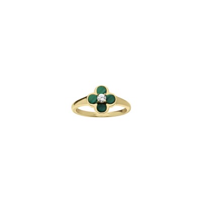 Bague Charles Garnier Légende en argent doré, oxyde de zirconium et malachite