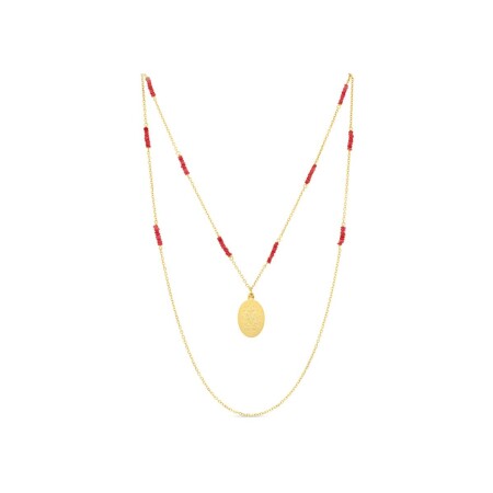 Collier Raynal Vierge en or jaune, diamant et rubis