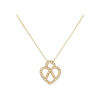 Collier Poiray Cœur Entrelacé petit modèle en or jaune et diamants