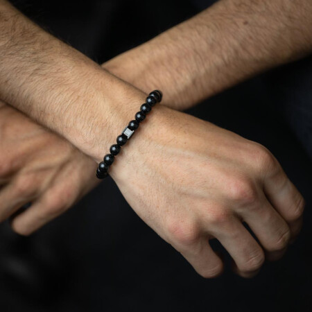 Bracelet Gemini Classics en acier et onyx