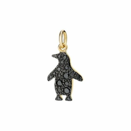 Pendentif DoDo Pingouin en Or jaune et Diamant noir