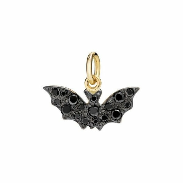 DoDo Bat pendant, yellow gold, black diamond
