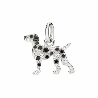 Pendentif DoDo Dalmatien en Or blanc, Diamant et Diamant noir