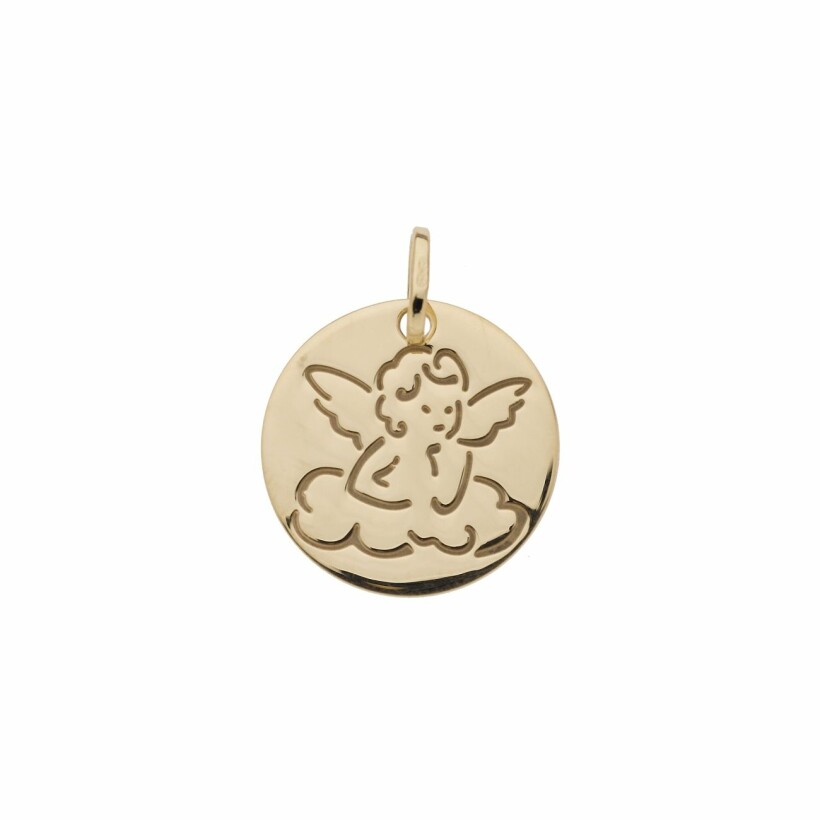 Médaille Ange sur un nuage en or jaune
