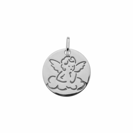 Médaille Ange sur un nuage en or blanc