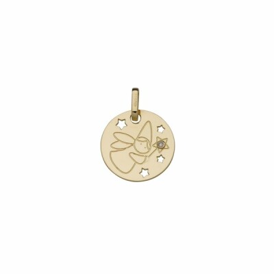 Pendentif rond fée en or jaune et diamant