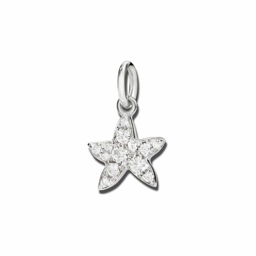 Pendentif Dodo étoile de mer en or blanc et diamants