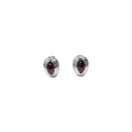 Boucles d'oreilles Isabelle Barrier en or blanc et grenat