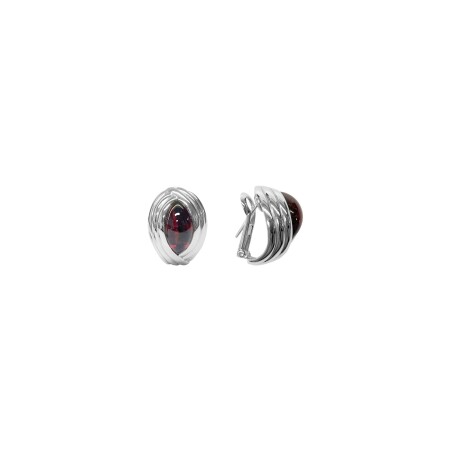 Boucles d'oreilles Isabelle Barrier en or blanc et grenat