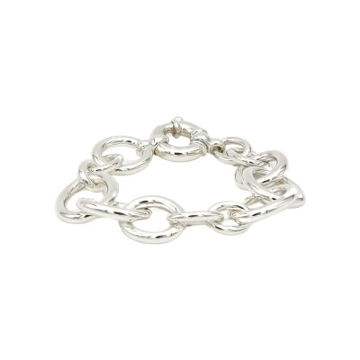 Bracelet mailles rondes et ovales dégradées en argent