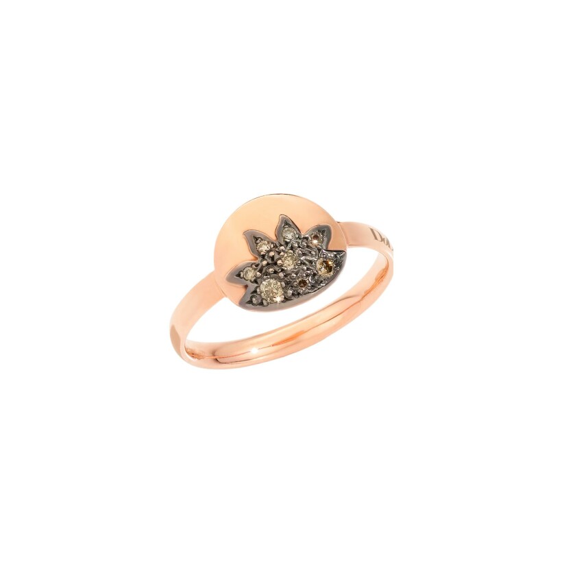 DoDo Moon And Sun ring, rose gold and brown diamonds