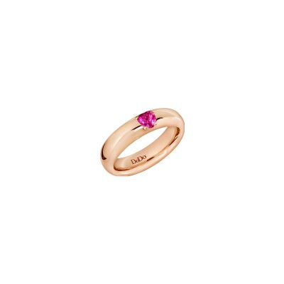 Bague DoDo Cuore en or rose et rubis synthétique