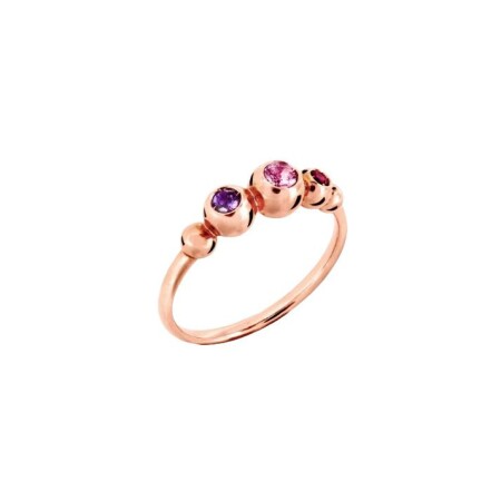 Bague Dodo Bollicine en or rose, saphir rose, rubis et améthyste