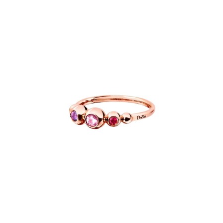 Bague Dodo Bollicine en or rose, saphir rose, rubis et améthyste