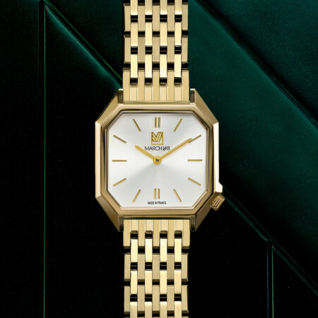 Montre March LA.B DANDY MANSART ELECTRIQUE 30 MM - CONTINENTAL - Acier Poli Brossé 9 Maillons Doré