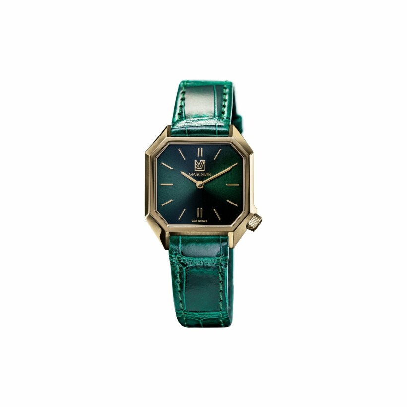 March LA.B Dandy Mansart Electric 30Â mm watch - Emerald - green alligator strap
