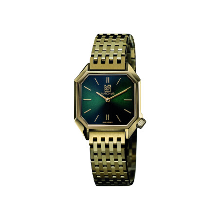 Montre March LA.B DANDY MANSART ELECTRIQUE 30 MM - EMERALD - Acier Poli Brossé 9 Maillons Doré