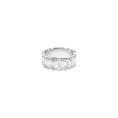 Alliance New Crown en or blanc, diamants taille baguette et diamants