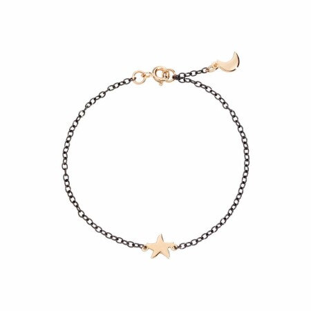 Bracelet DoDo Etoile Lune en argent, PVD noir et or rose  