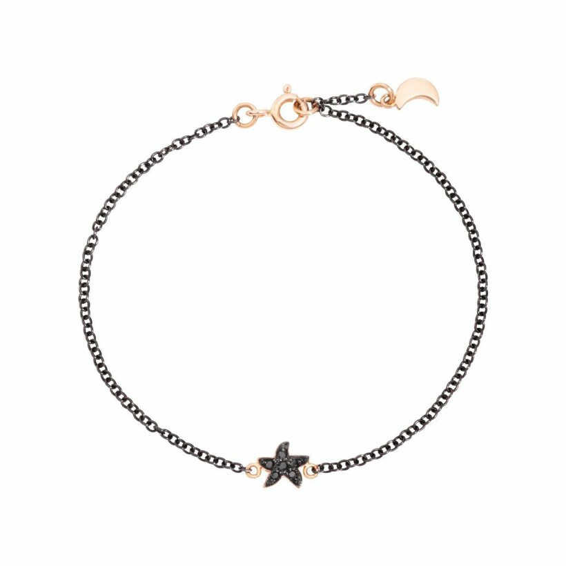 Bracelet Dodo étoile de mer en argent plaqué noir, or rose et diamants noirs