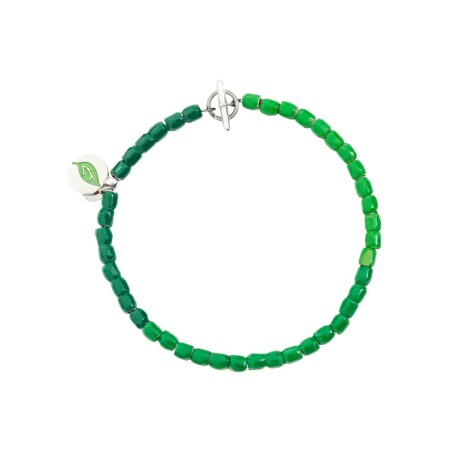 Bracelet DoDo Granelli en acier, argent et email verte