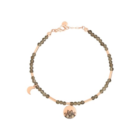 Bracelet DoDo Moon And Sun en or rose, quartz fumé et diamants bruns