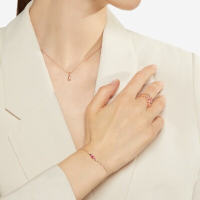 Bracelet Dodo Bollicine en or rose, améthyste, saphir rose et rubis