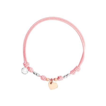 Bracelet cordon DoDo Cœur en or rose et argent