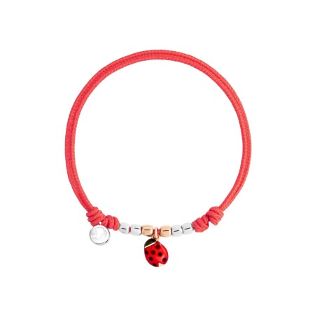 Bracelet cordon DoDo Coccinelle en or rose et argent