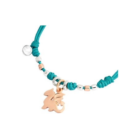 Bracelet cordon DoDo Dragon en or rose et argent