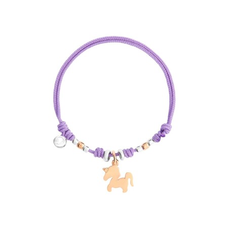 Bracelet cordon DoDo Licorne en or rose et argent