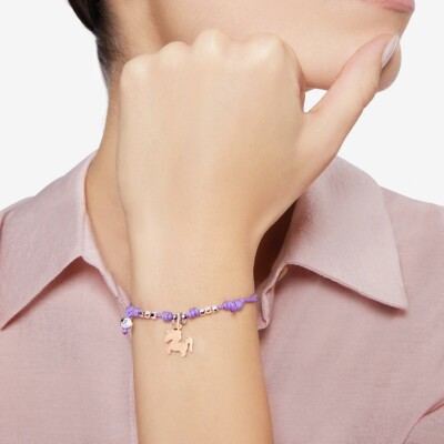 Bracelet cordon DoDo Licorne en or rose et argent