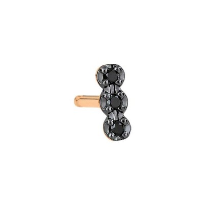 Mono boucle d'oreille Ginette NY DIAMOND STRIP en or rose et diamant noir