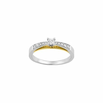 Bague en or jaune, or blanc et diamants de 0.25ct