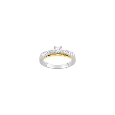 Bague en or jaune, or blanc et diamant 0.36ct
