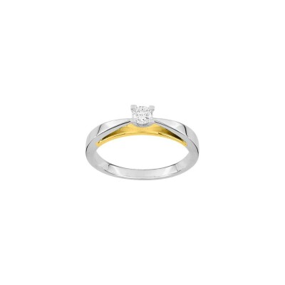 Bague en or jaune et or blanc et diamants