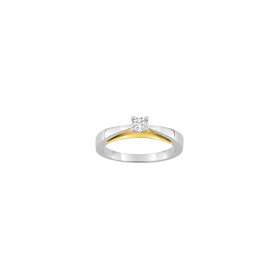 Bague en or jaune, or blanc et diamant 0.20ct