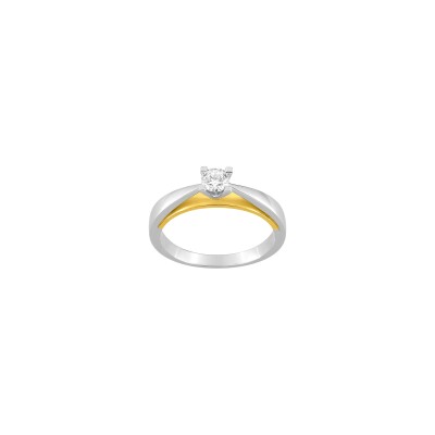 Bague en or jaune, or blanc et diamant 0.25ct